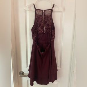 Francesca’s small maroon dress